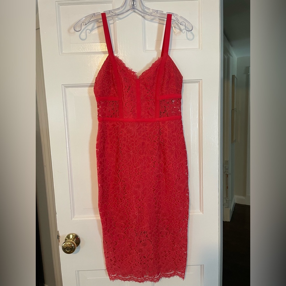 Gorgeous dress! In a terra cotta color that looks great in all skin tones.